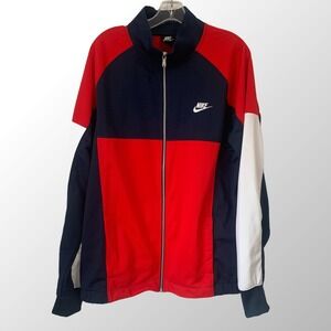 Nike Men's Size Large Track‎ Jacket Full Zip Pockets Red White Blue CU4307-451